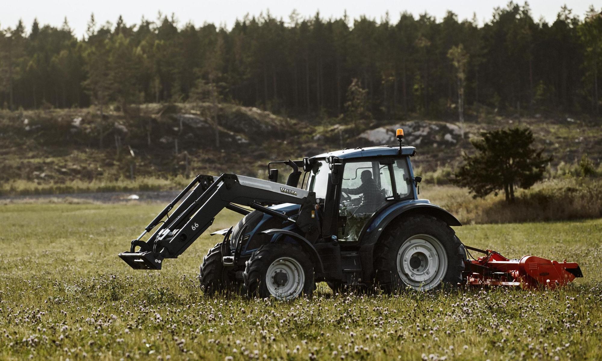 A tractor out in the field