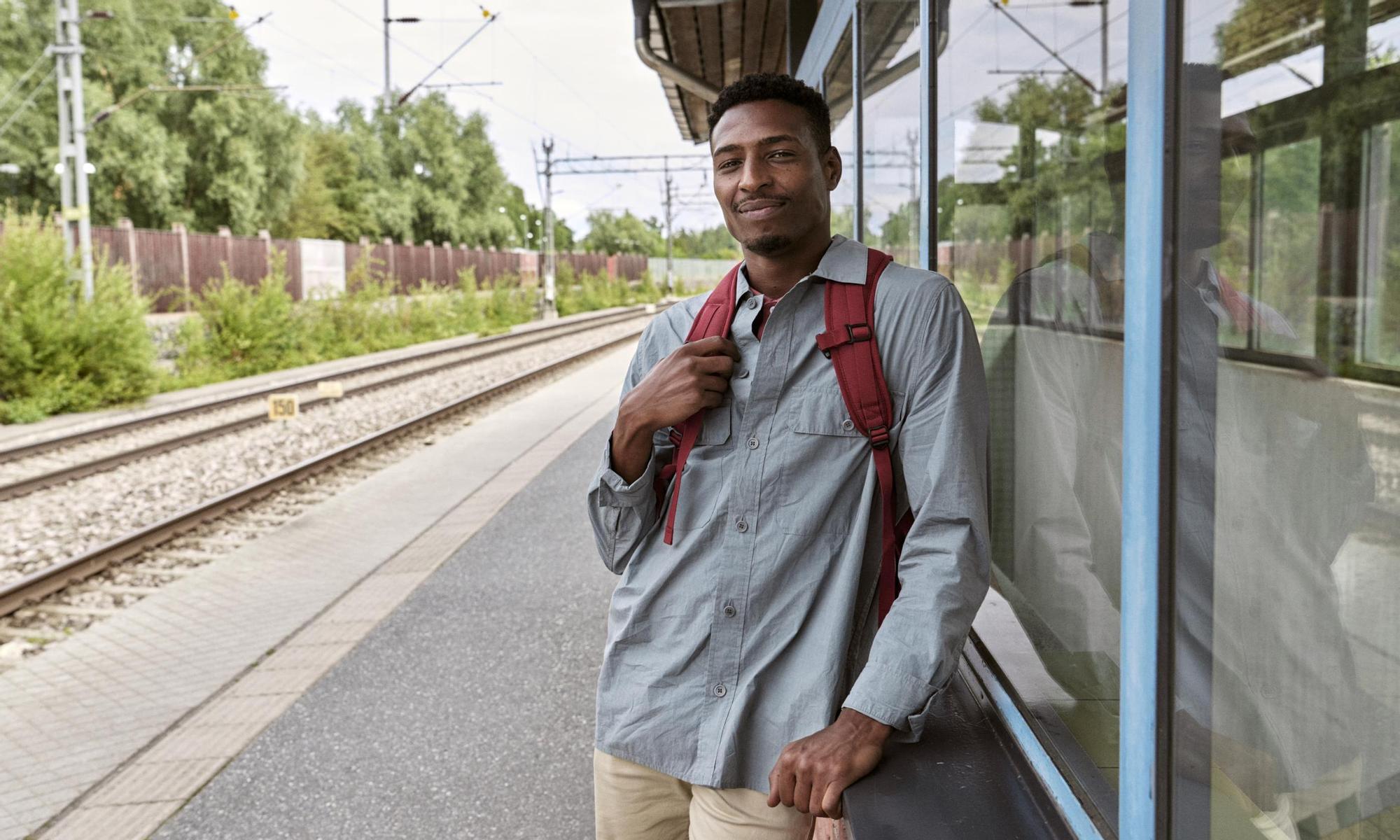 Male waiting at the train station