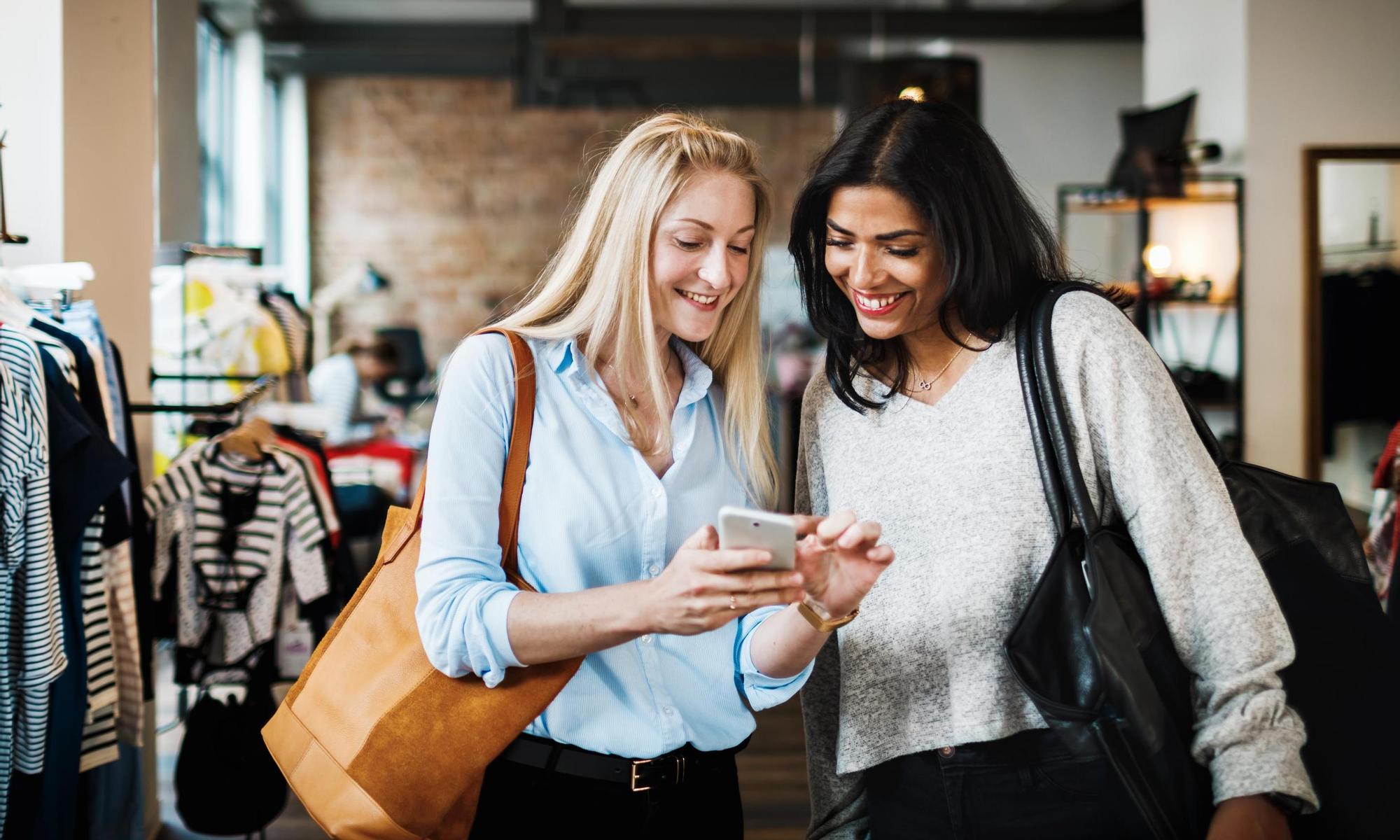 Two women out shopping for the day together